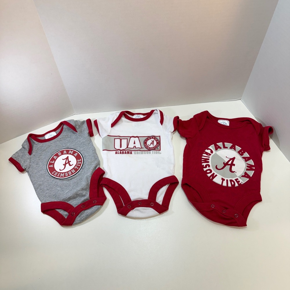 Alabama Crimson Tide Rivalry Threads Bodysuit Kids 0-3M Red White Grey 3 Lot